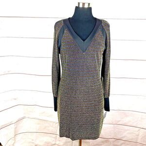 Donna Ricco NY Lord&Taylor DRESS Metallic Shimmer Party Disco 6 Stretch Gold